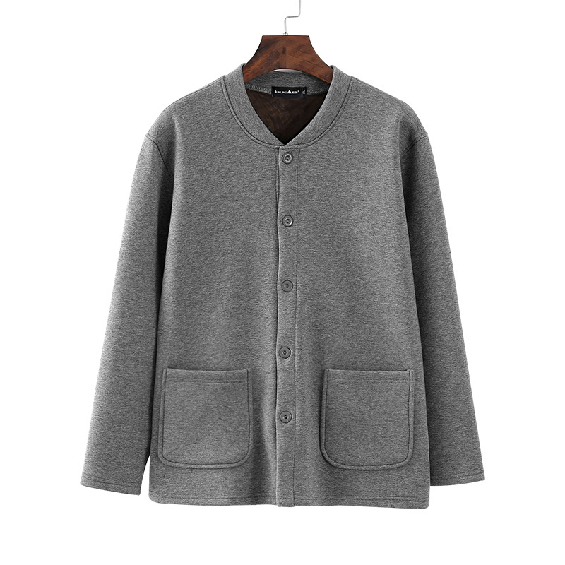 Meeste fleece-kihiga kardigan talveks, V-kaeluse, pikad varrukad, ühe reali nupud, kolmes mõõtmes taskud