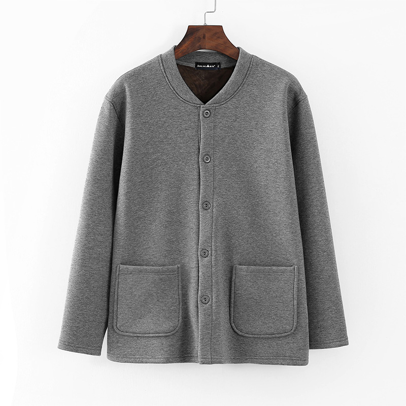 Meeste fleece-kihiga kardigan talveks, V-kaeluse, pikad varrukad, ühe reali nupud, kolmes mõõtmes taskud