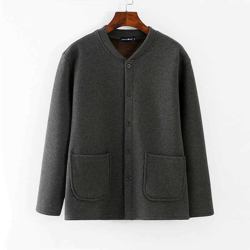 Meeste fleece-kihiga kardigan talveks, V-kaeluse, pikad varrukad, ühe reali nupud, kolmes mõõtmes taskud