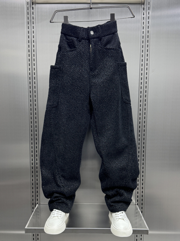 Muške sportske hlače ravnog kroja s prugastim žakard uzorkom, srednji pojas, debela elastična bambus vlakna tkanina (srednji pojas, ravni kroj, debela tkanina, prugasti uzorak, visoka elastičnost)