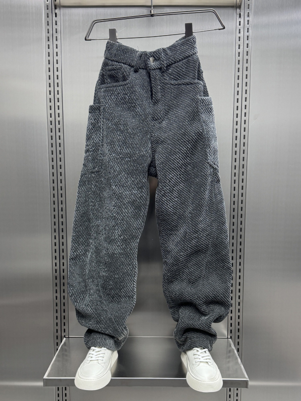 Muške sportske hlače ravnog kroja s prugastim žakard uzorkom, srednji pojas, debela elastična bambus vlakna tkanina (srednji pojas, ravni kroj, debela tkanina, prugasti uzorak, visoka elastičnost)