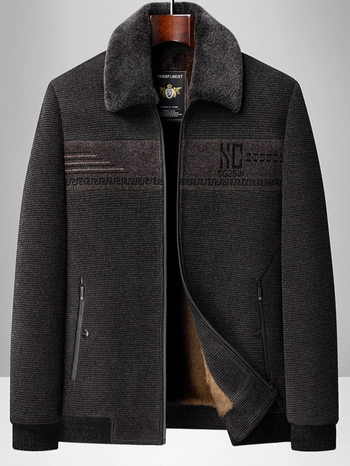 Vyrų žieminė lauko striukė su stovinčia apykakle, flisinė įdėklė, užtrauktukų kišenės, priekinis užtrauktukas, įprastas ilgis