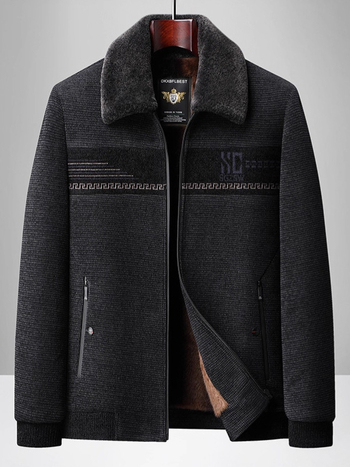 Vyrų žieminė lauko striukė su stovinčia apykakle, flisinė įdėklė, užtrauktukų kišenės, priekinis užtrauktukas, įprastas ilgis