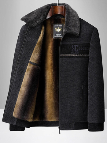 Vyrų žieminė lauko striukė su stovinčia apykakle, flisinė įdėklė, užtrauktukų kišenės, priekinis užtrauktukas, įprastas ilgis