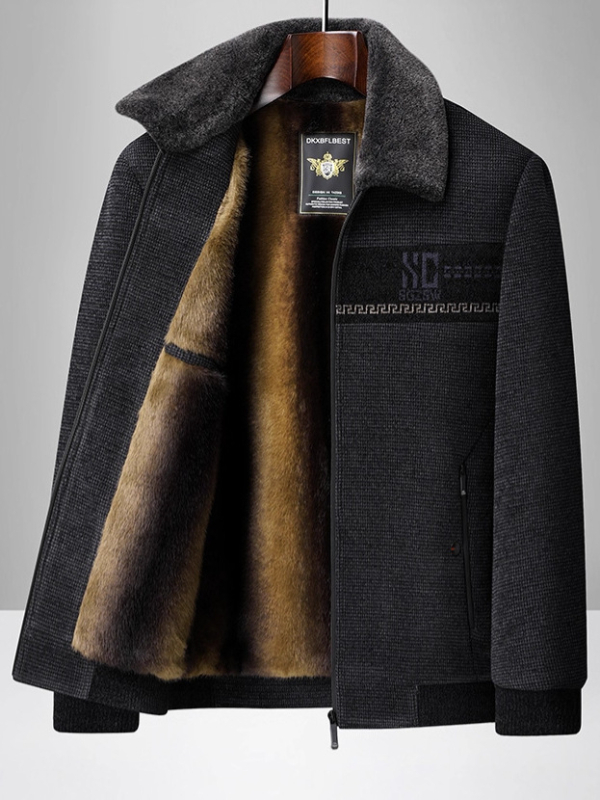 Vyrų žieminė lauko striukė su stovinčia apykakle, flisinė įdėklė, užtrauktukų kišenės, priekinis užtrauktukas, įprastas ilgis