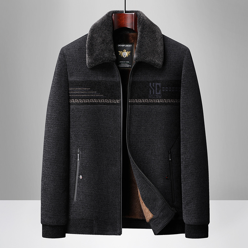 Vyrų žieminė lauko striukė su stovinčia apykakle, flisinė įdėklė, užtrauktukų kišenės, priekinis užtrauktukas, įprastas ilgis