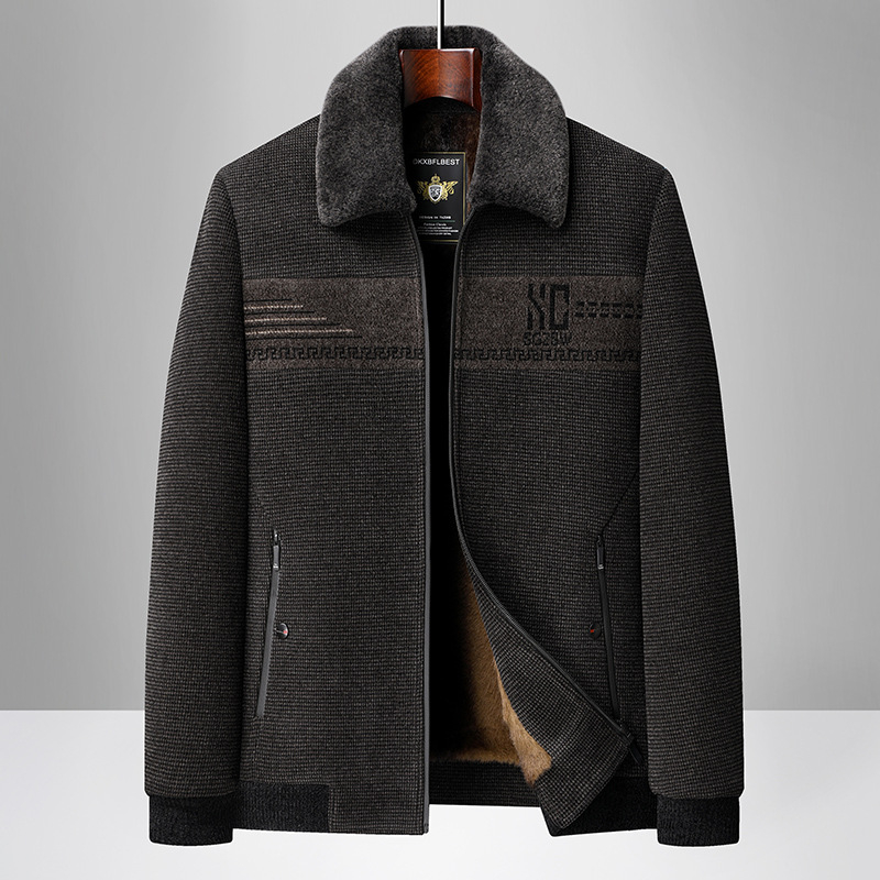 Vyrų žieminė lauko striukė su stovinčia apykakle, flisinė įdėklė, užtrauktukų kišenės, priekinis užtrauktukas, įprastas ilgis