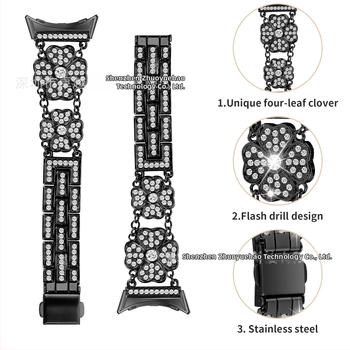 Kovový náramok pre Google Pixel Watch s štvorlístkom plným diamantov, 20 mm rozhranie, 65 g, uvedenie 2025