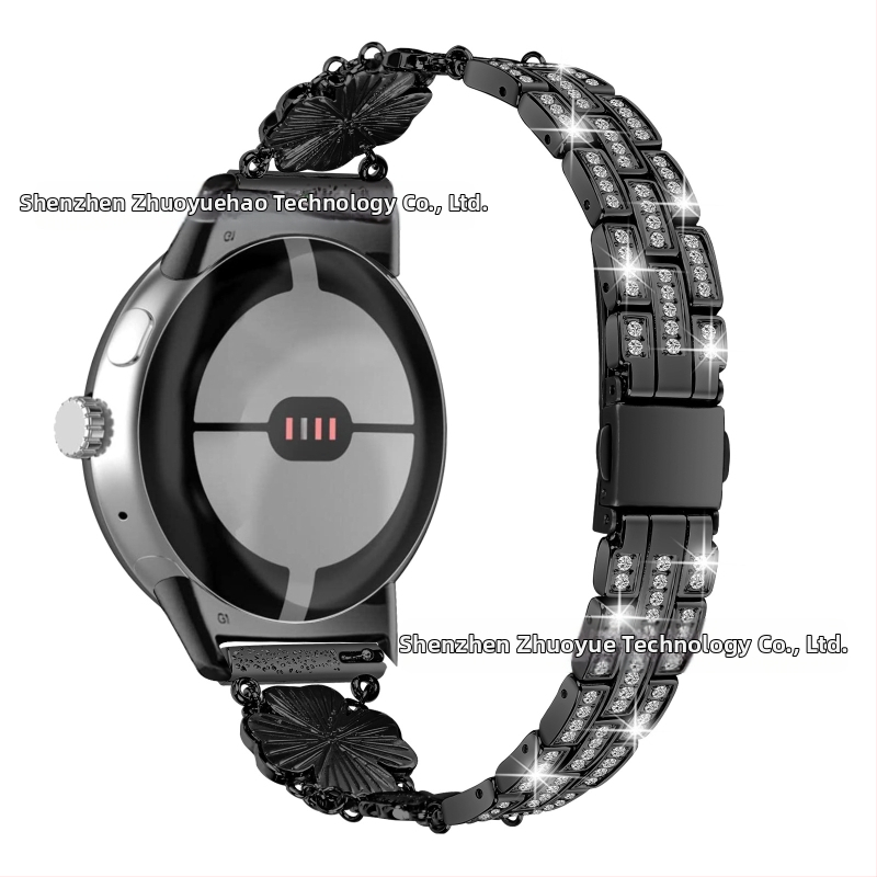Kovový náramok pre Google Pixel Watch s štvorlístkom plným diamantov, 20 mm rozhranie, 65 g, uvedenie 2025