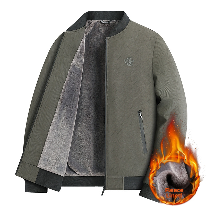 Pánska outdoor bunda s fleecovou podšívkou, s V-golierom, dlhé rukávy, vrecká na zips