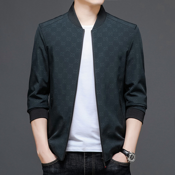 Muška lagana jakna s stojećim ovratnikom, zip zatvarač, uski kroj, bočni džepovi, za proljeće i jesen