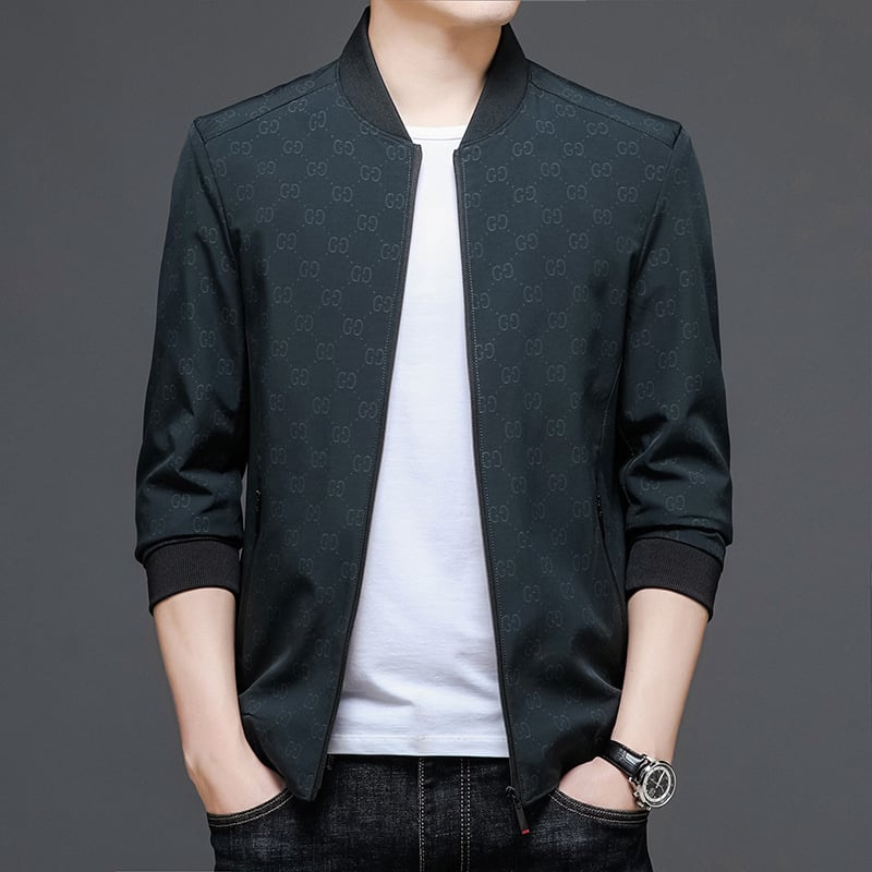 Muška lagana jakna s stojećim ovratnikom, zip zatvarač, uski kroj, bočni džepovi, za proljeće i jesen