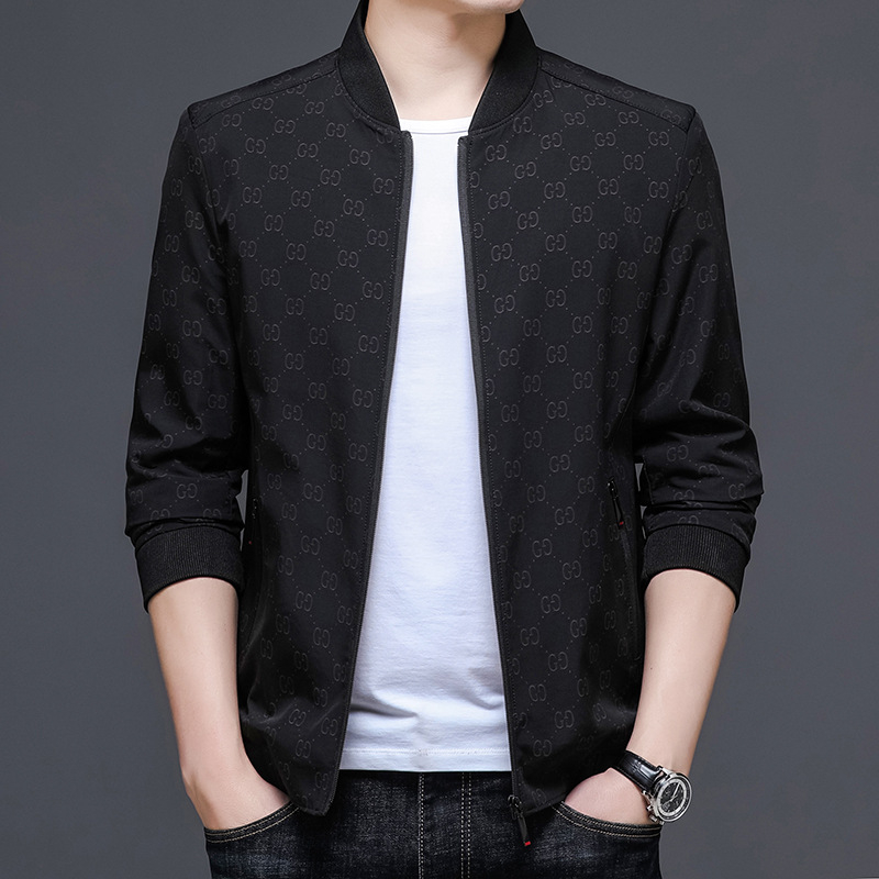 Muška lagana jakna s stojećim ovratnikom, zip zatvarač, uski kroj, bočni džepovi, za proljeće i jesen