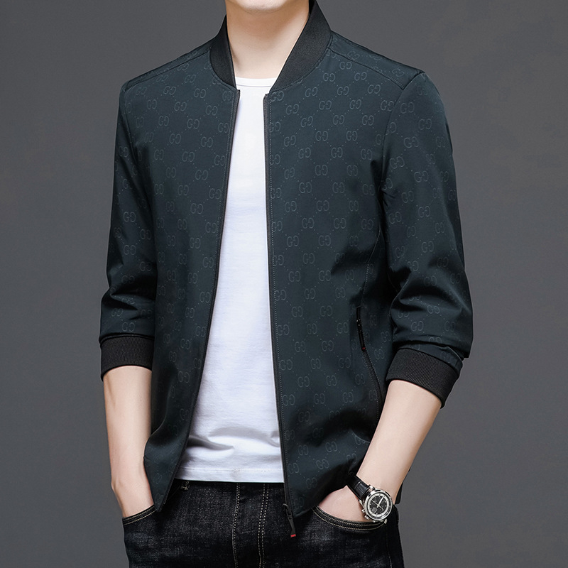 Muška lagana jakna s stojećim ovratnikom, zip zatvarač, uski kroj, bočni džepovi, za proljeće i jesen