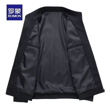 Romon muška jakna sa stojećim ovratnikom, svakodnevni stil, zatvarač, poliester, džepovi tip patch, slobodan kroj