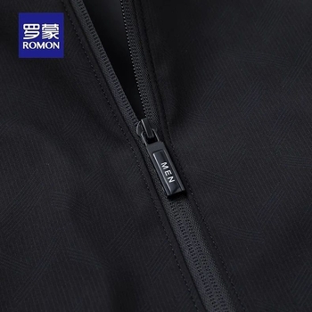 Romon muška jakna sa stojećim ovratnikom, svakodnevni stil, zatvarač, poliester, džepovi tip patch, slobodan kroj