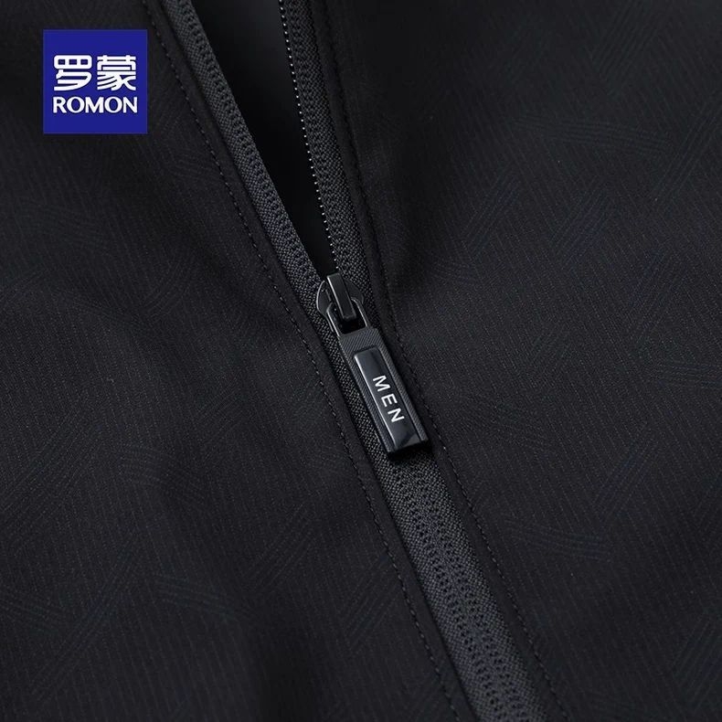 Romon muška jakna sa stojećim ovratnikom, svakodnevni stil, zatvarač, poliester, džepovi tip patch, slobodan kroj