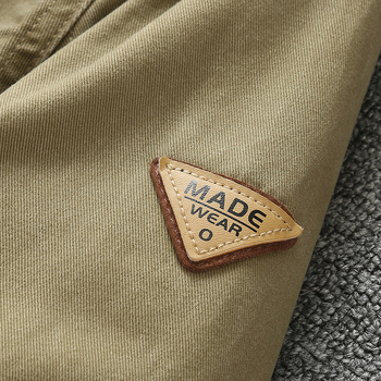 Muška jakna poslovno-udobnog stila s reverom, retro američki stil, uski kroj, zatvarač, epaulettes, džepovi s patch detaljima, pamuk