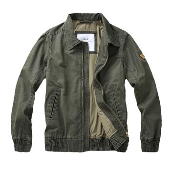 Muška jakna poslovno-udobnog stila s reverom, retro američki stil, uski kroj, zatvarač, epaulettes, džepovi s patch detaljima, pamuk