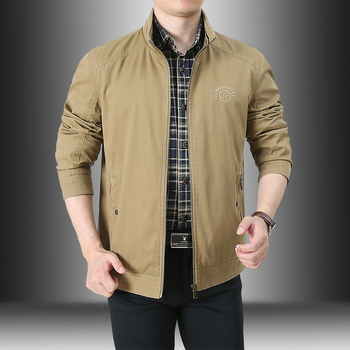 Muška jakna od 95% pamuka, slobodan kroj, stojeći ovratnik, zip zatvarač, za proljeće i jesen