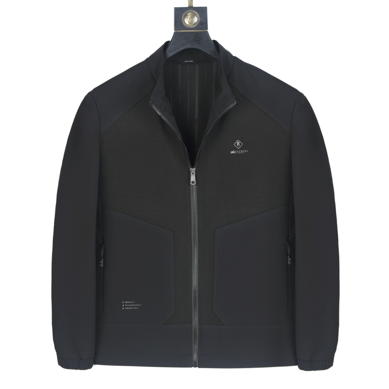 Muška jakna sa stajnim ovratnikom, zipom, prilagođeni kroj, vanjski materijal od najlonske smjese.