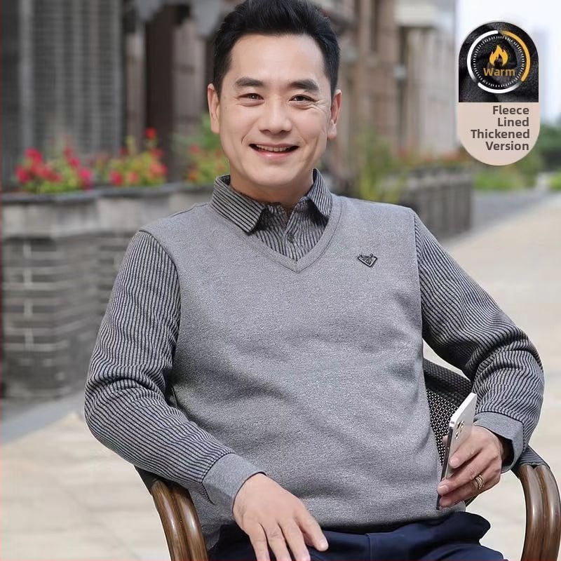 Meeste talvesvillane kampsun fleece vooderdusega, tavapärane lõige, pikad varrukad, ümmarguse kaelusega, ühe realine kinnitamine, 100% polüester.