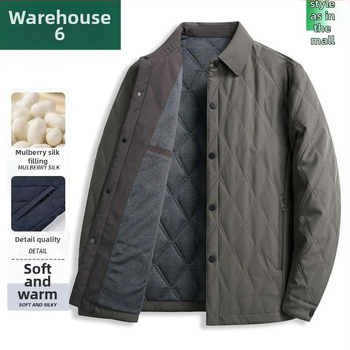 Puuvillane välisriietus keskmise vanusega meestele, krae rever, talv 2021 soojus