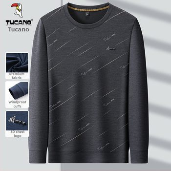 Woodpecker vyriški ilgarankiai vidiniai marškinėliai su apvaliu kaklu, 100% poliesteris, laisvas kirpimas, ruduo 2025