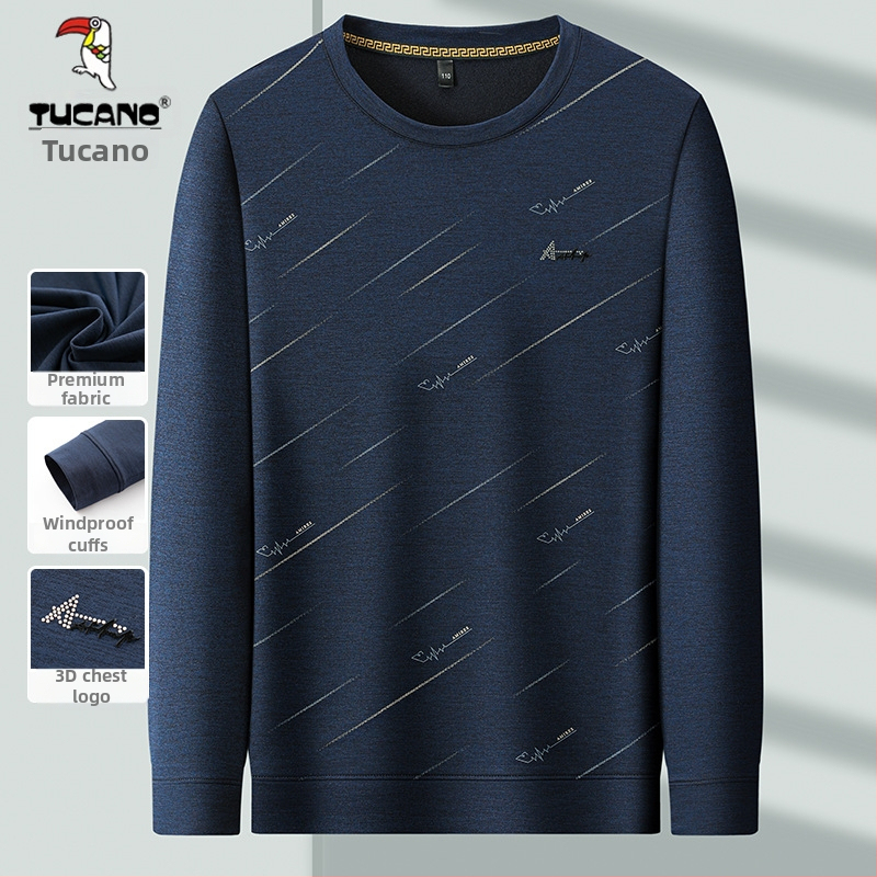 Woodpecker vyriški ilgarankiai vidiniai marškinėliai su apvaliu kaklu, 100% poliesteris, laisvas kirpimas, ruduo 2025