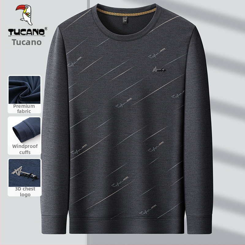 Woodpecker vyriški ilgarankiai vidiniai marškinėliai su apvaliu kaklu, 100% poliesteris, laisvas kirpimas, ruduo 2025