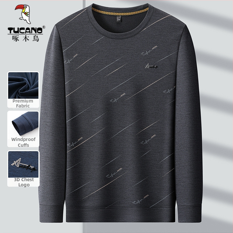 Woodpecker vyriški ilgarankiai vidiniai marškinėliai su apvaliu kaklu, 100% poliesteris, laisvas kirpimas, ruduo 2025