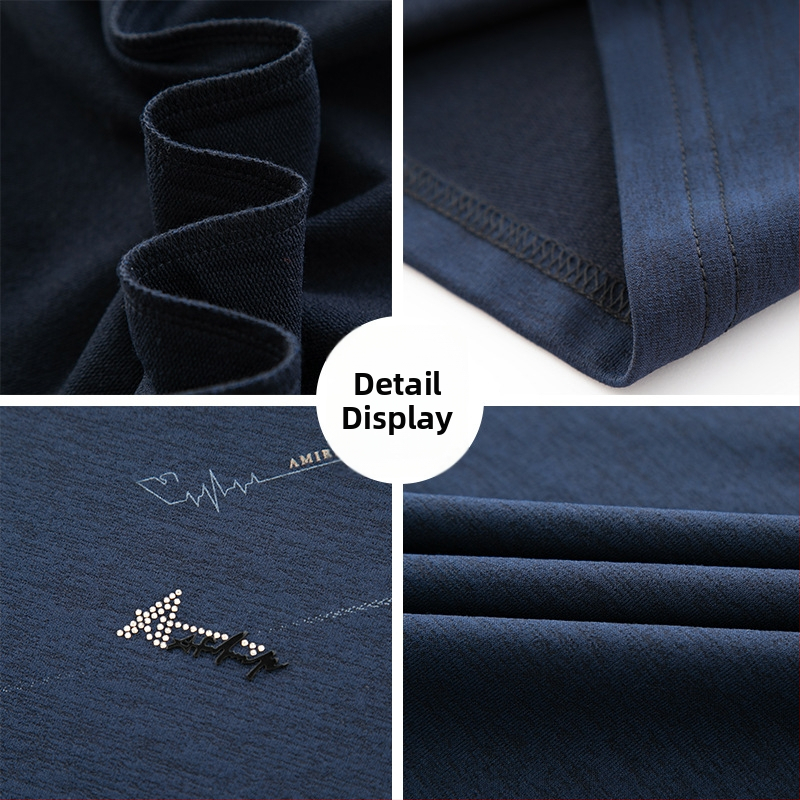 Pánske dlhé rukávy vnútorné tričko, okrúhly výstrih, voľný strih, 100% polyester