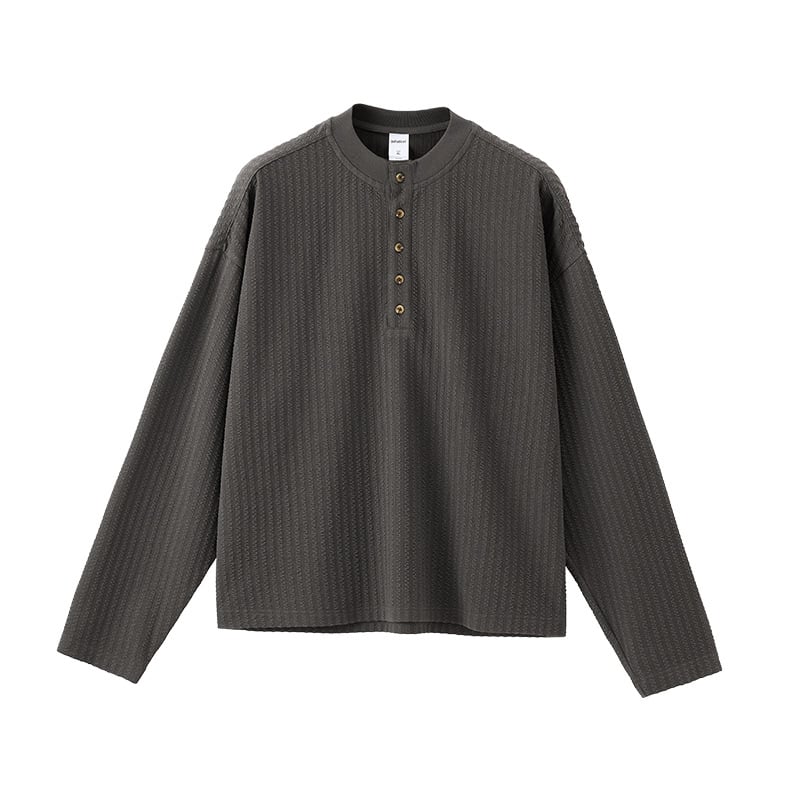 Тениска с дълъг ръкав и яка Хенли, 96% полиестер, 4% спандекс, свободен крой, за всички сезони