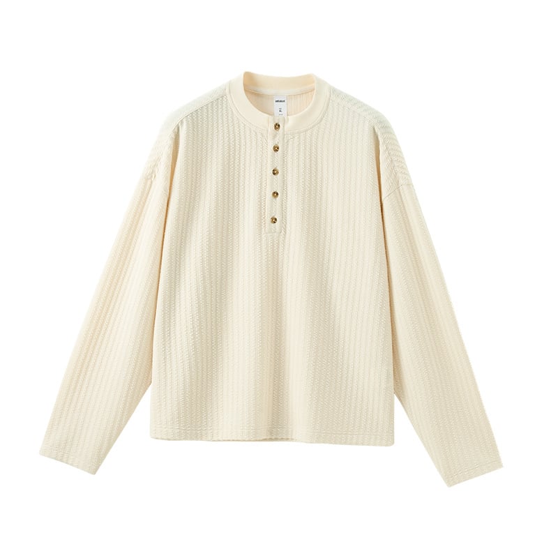 Тениска с дълъг ръкав и яка Хенли, 96% полиестер, 4% спандекс, свободен крой, за всички сезони