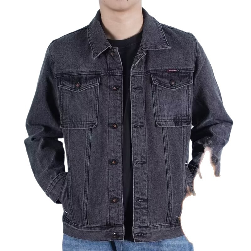 Denim jakna s flis podstavom, debeli zimski komad, elastični denim, pamuk podstava, džepovi patch