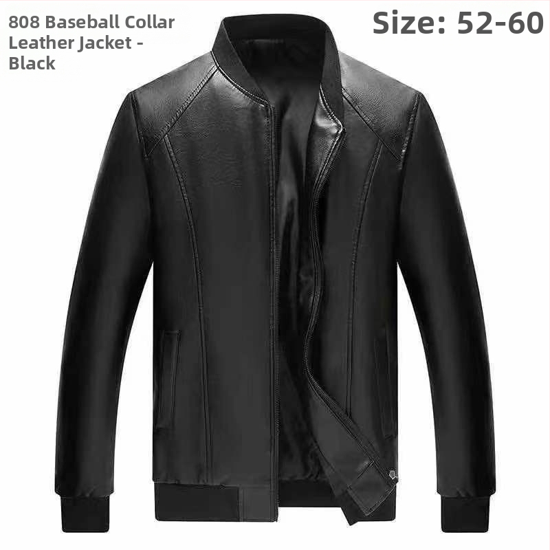 PU odinė striukė su fliso pamušalu, žieminė vyriška striukė vidutinio amžiaus, kasdienio stiliaus su užtrauktuku