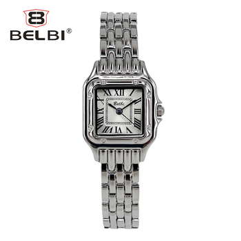Belbi 9917 ženski satovi, kvadratni brojčanik, kvarcni mehanizam, vodootporan do 10 m, kućište od zlitine, remen od titanove legure