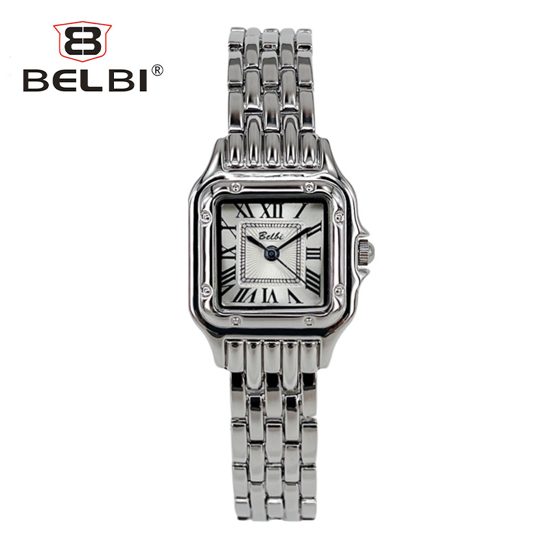 Belbi 9917 ženski satovi, kvadratni brojčanik, kvarcni mehanizam, vodootporan do 10 m, kućište od zlitine, remen od titanove legure