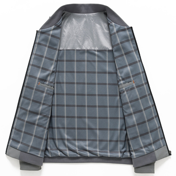 Яке с стояща яка, цип, плътно прилепващ силует, едноцветно, множество джобове, есенно мъжко външно облекло