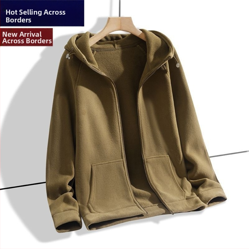 Ťažká fleecová bunda s kapucňou, zapínanie na zips, viac vreciek, voľný strih