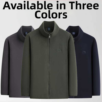 Vyrų lengvas užtrauktuku kardiganas – ilgos rankovės, pusiau aukšto kaklo apykaklė, šoninės kišenės, įprasta ilgis