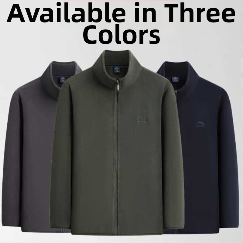 Vyrų lengvas užtrauktuku kardiganas – ilgos rankovės, pusiau aukšto kaklo apykaklė, šoninės kišenės, įprasta ilgis