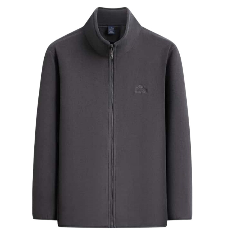 Vyrų lengvas užtrauktuku kardiganas – ilgos rankovės, pusiau aukšto kaklo apykaklė, šoninės kišenės, įprasta ilgis