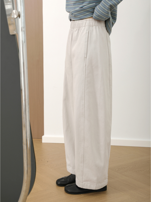 Ženske široke hlače s visokim strukom, od pamuka, tkanina, široke nogavice, duljina 9/10, elegantan gradski stil