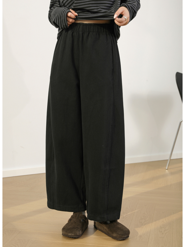 Ženske široke hlače s visokim strukom, od pamuka, tkanina, široke nogavice, duljina 9/10, elegantan gradski stil