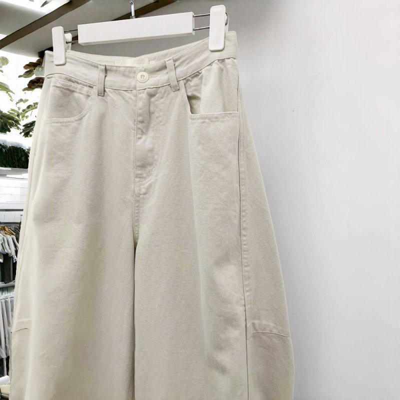 Ženske pamučne hlače s finišom četkanog materijala, korejski stil, opušten kroj za proljeće i jesen