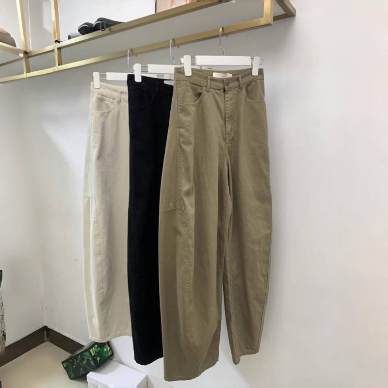 Ženske pamučne hlače s finišom četkanog materijala, korejski stil, opušten kroj za proljeće i jesen