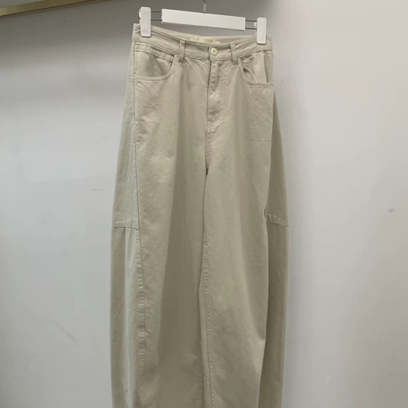 Ženske pamučne hlače s finišom četkanog materijala, korejski stil, opušten kroj za proljeće i jesen