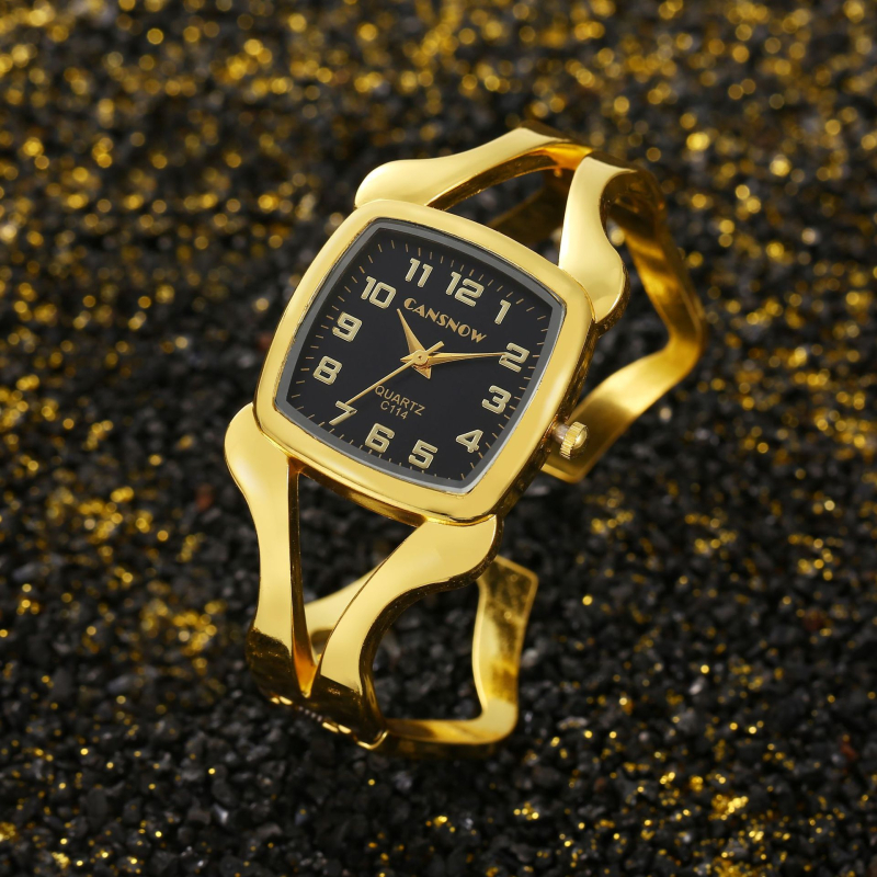 Ženski kvarcni sat s uvijenim remenom od legure, okruglo metalno kućište, analogni prikaz