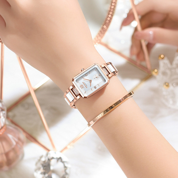 Ženski kvarcni sat s pravokutnim brojčanikom, promjer 32 mm, vodootpornost 30 m, narukvica od nehrđajućeg čelika